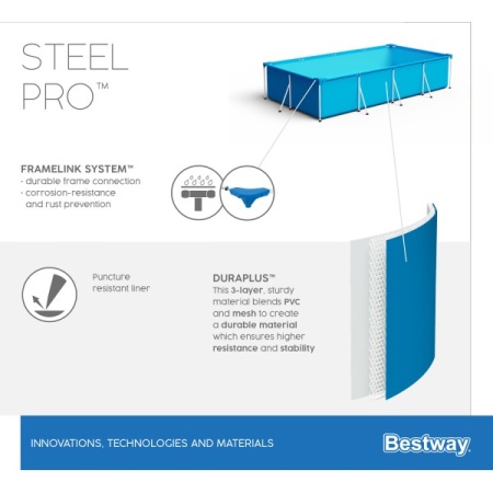 Bestway 56404 BW Каркасный бассейн Steel Pro 300х201х66см, 3300л Bestway 56404 BW Каркасный бассейн Steel Pro 300х201х66см, 3300л
